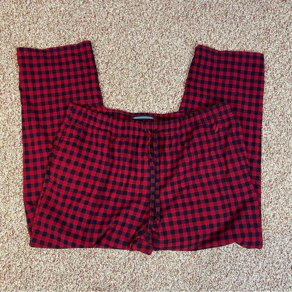 Nautica Mens Flannel Pajama Pants Red Black Gingham XL